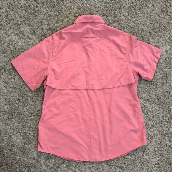 LL BEAN Pink Button Up Fishing Shirt Vented Mesh Outdoor Camp Short Sleeve M - Picture 2 of 8
